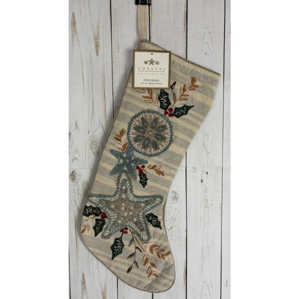 Coastal Collection Nautical‎ Bead Starfish Xmas Stocking 1841